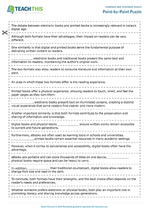 EAP Compare and Contrast Essays Game preview for Upper-intermediate B2: ordering, gap-fill, pair work