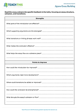 EAP Discussion Essays Activity preview for Upper-intermediate B2: brainstorming, paragraph writing, essay writing, group work