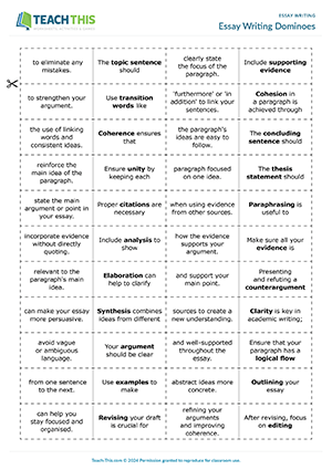 Essay Writing Dominoes Preview