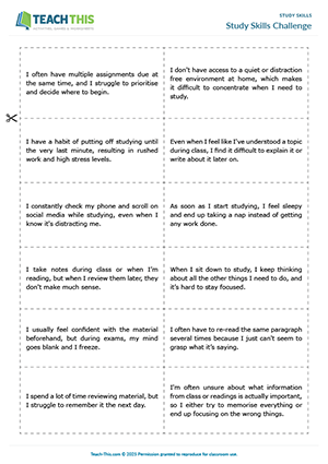 EAP study skills game preview for Upper-intermediate (B2) showing discussion, problem-solving, and advice giving activities