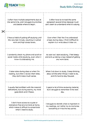 EAP study skills game preview for Upper-intermediate (B2) showing discussion, problem solving, and advice giving activities