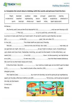 Holiday Vocabulary Worksheet Preview