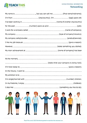 ESL Networking Role-Play preview for Intermediate (B1) with business introductions and communicative practice