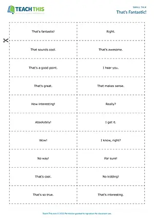 ESL Small Talk Game and Role-Play preview for Intermediate B1 showing responding, writing dialogues and pair work