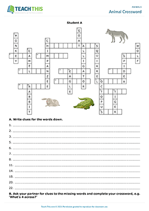 Animals Crossword Preview