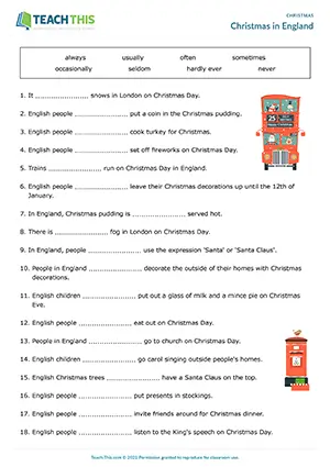 ESL Christmas game preview, intermediate B1, guessing, gap-fill, listening for clues, group work