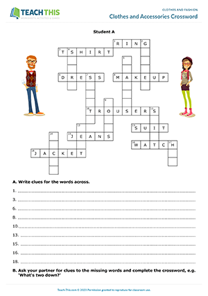 Clothes and Accessories Crossword Preview