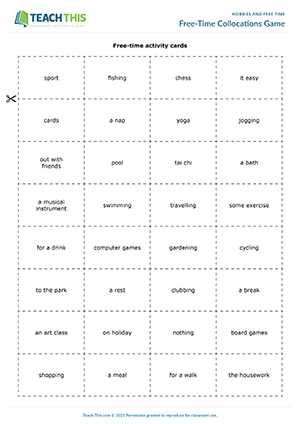 Free-Time Collocations Game Preview