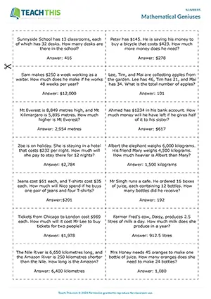 ESL Large Numbers Game, pre-intermediate A2, problem-solving, guessing, group work