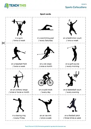 ESL Sports Collocations Activity Pre-intermediate A2 asking and answering questions, table completion