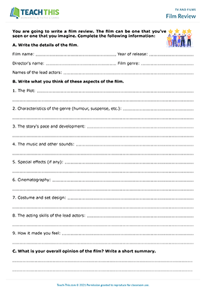 Film Review Worksheet Preview