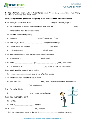 Going to or Will? Worksheet Preview
