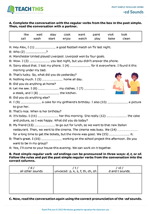 -ed Sounds Worksheet Preview