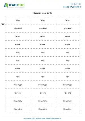 Intermediate B1 group game for matching question words to endings and asking questions to classmates