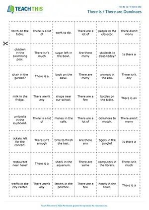 ESL There is and There are Game preview, Pre-intermediate A2, matching, group work