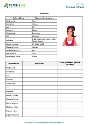 ESL Verb to be Activity preview, Elementary A1-A2, writing, asking and answering questions, pair work
