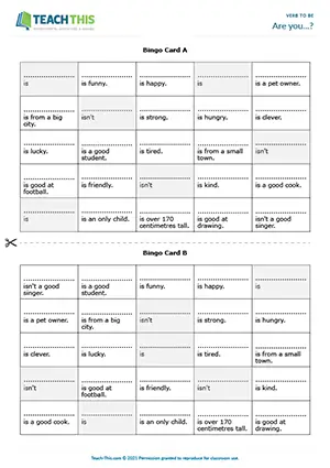 ESL Verb to be Game preview, Elementary A1-A2, bingo, asking and answering questions from prompts, controlled practice