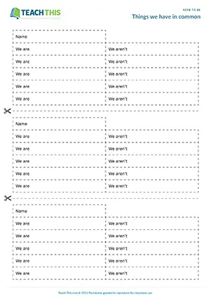 ESL Verb to be Game preview, Elementary A1-A2, sentence completion, matching, group work