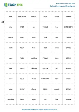 Adjective Noun Dominoes Preview