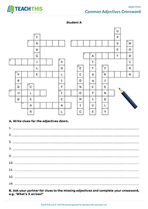 Common Adjectives Crossword Preview