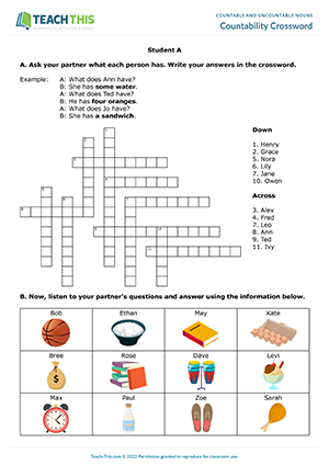 Countability Crossword Preview