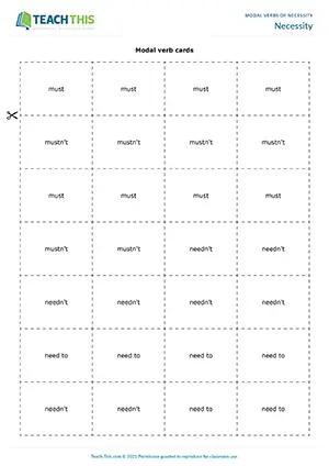 ESL Modal Verbs of Necessity Game - Speaking: Matching, Forming Sentences - Pair Work - Intermediate (B1) - Necessity worksheet preview