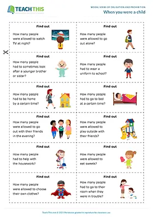 ESL Had To Activity - Speaking: Survey, Asking and Answering Questions, Freer Practice - Group Work - Upper-intermediate (B2) - When you were a child worksheet preview